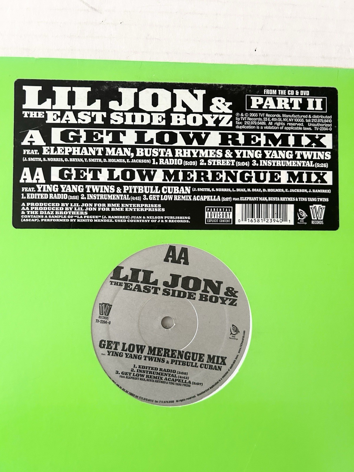 Lil Jon & The East Side Boyz Get Low (Remix) / Get Low (Merengue Mix) Maxi Vinyl