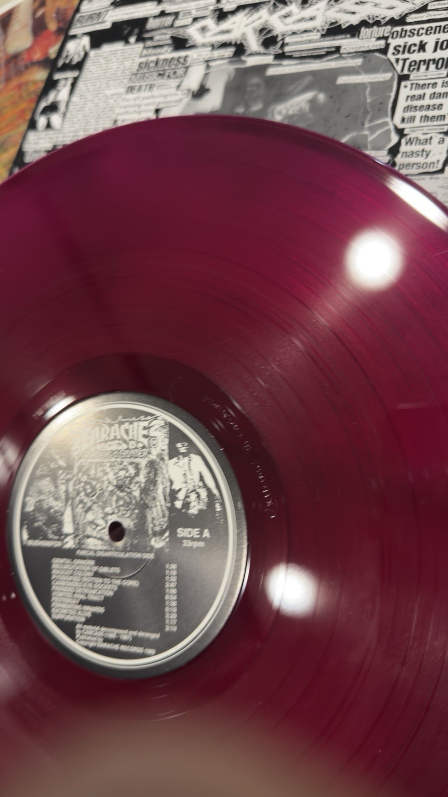 Carcass – Reek Of Putrefaction ( In Shrink With Inner Purple Color Vinyl Record)