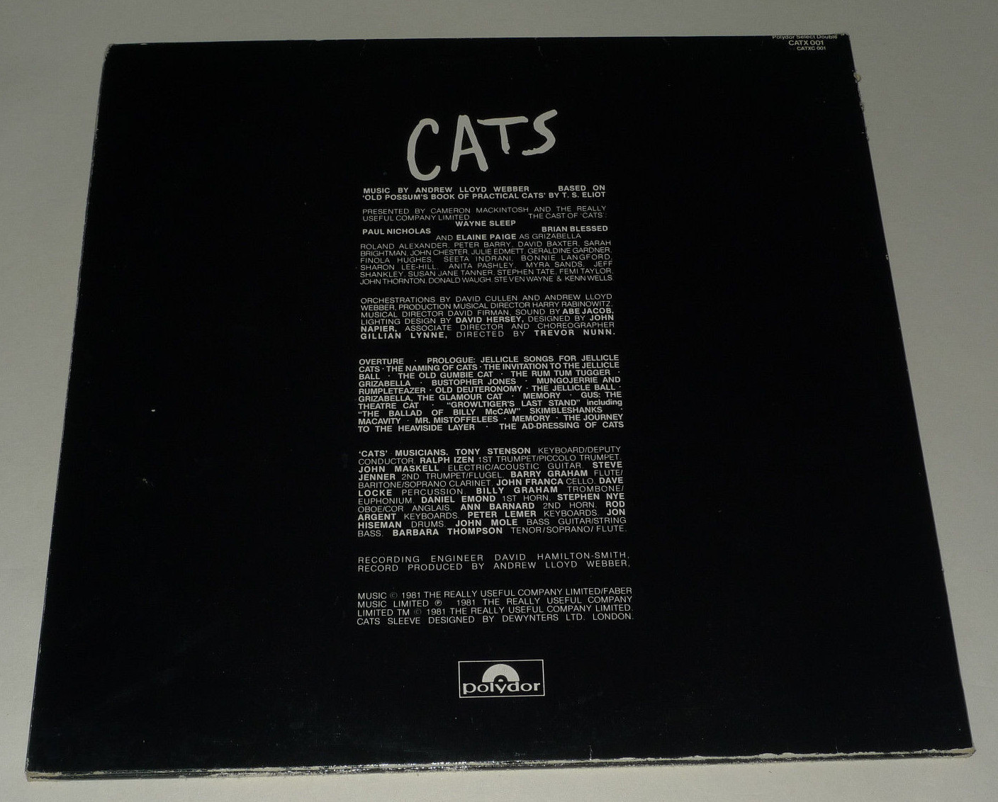 CATS ORIGINAL CAST RECORDING 2x LP ANDREW LLOYD WEBBER ELAINE PAIGE ao CATX001