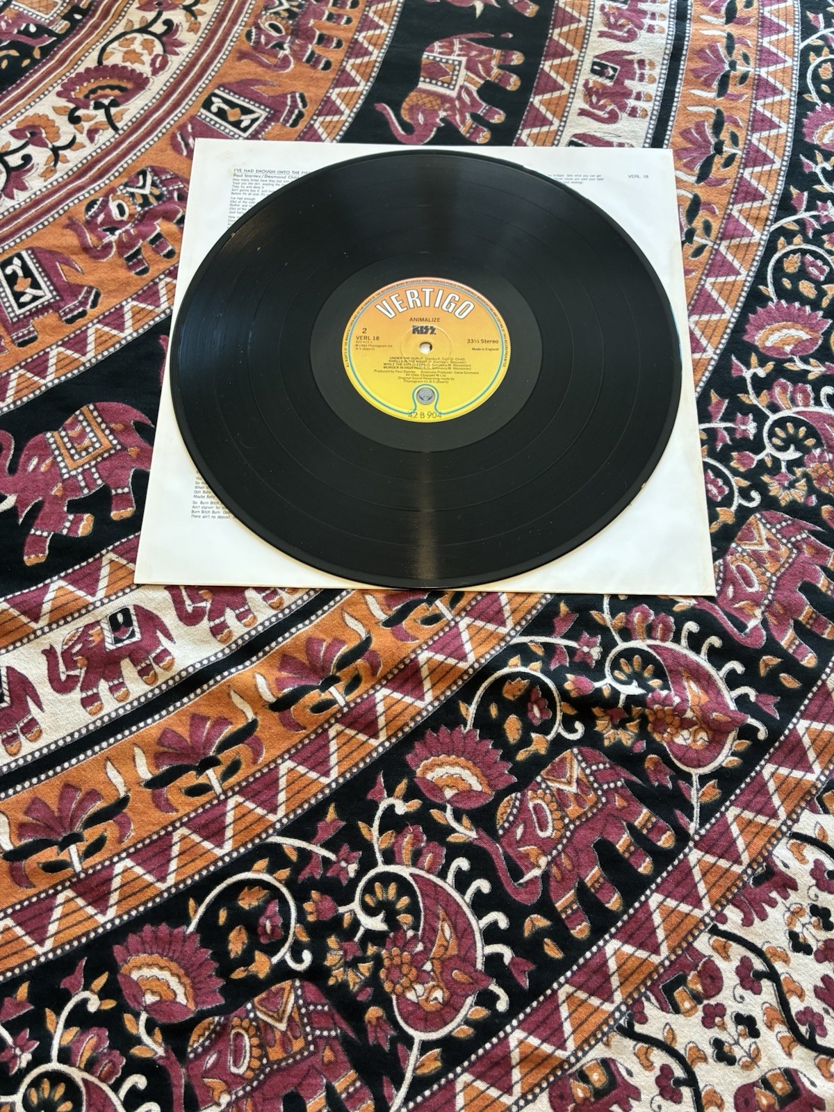 Kiss ‎Animalize UK 1984 Vinyl Vertigo