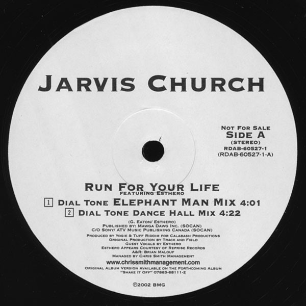Jarvis Church Featuring Elephant Man + Esthero, Run For Your Life (Remix), (12″,