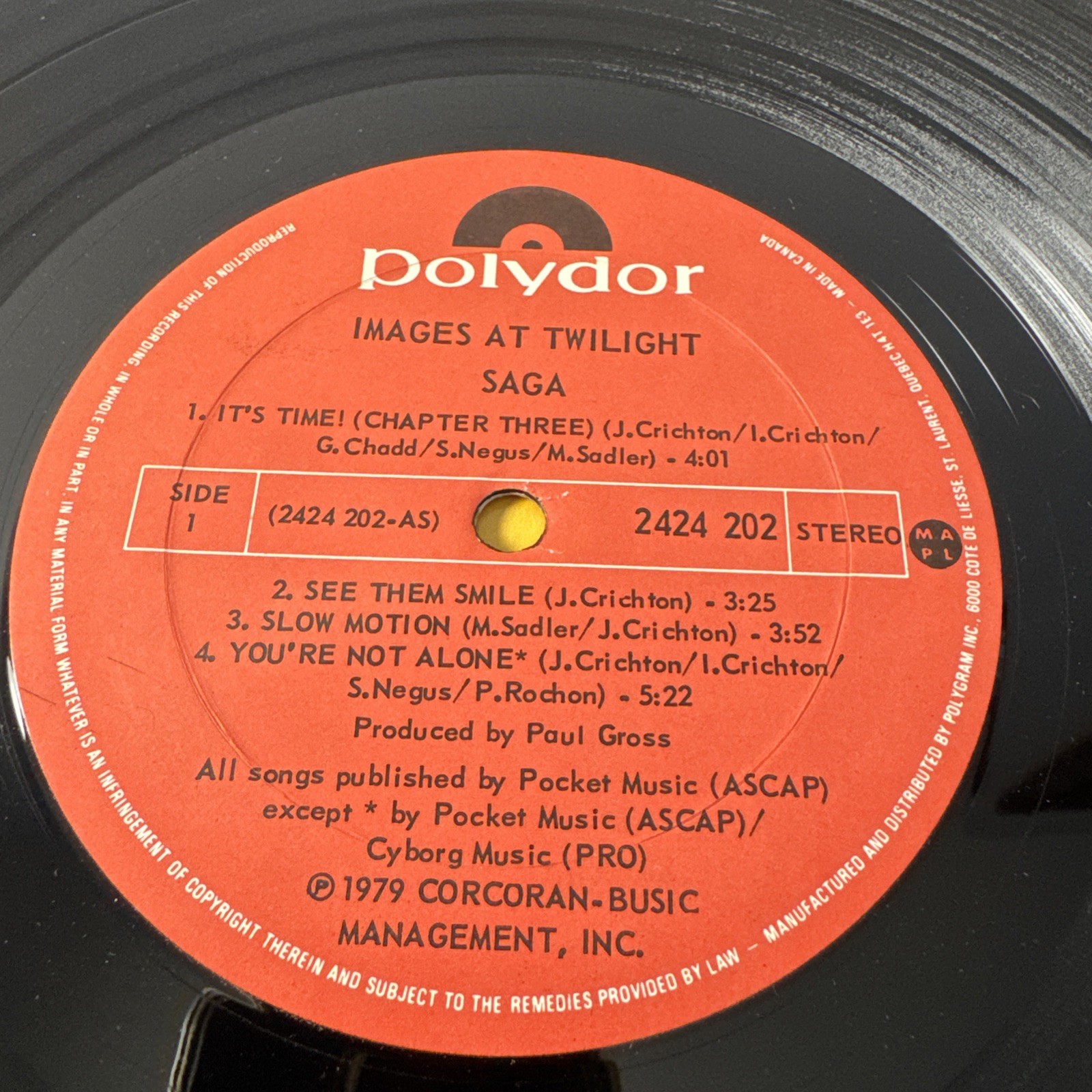 SAGA Images At Twilight Original CANADA Pressing LP from 1981 2424 202