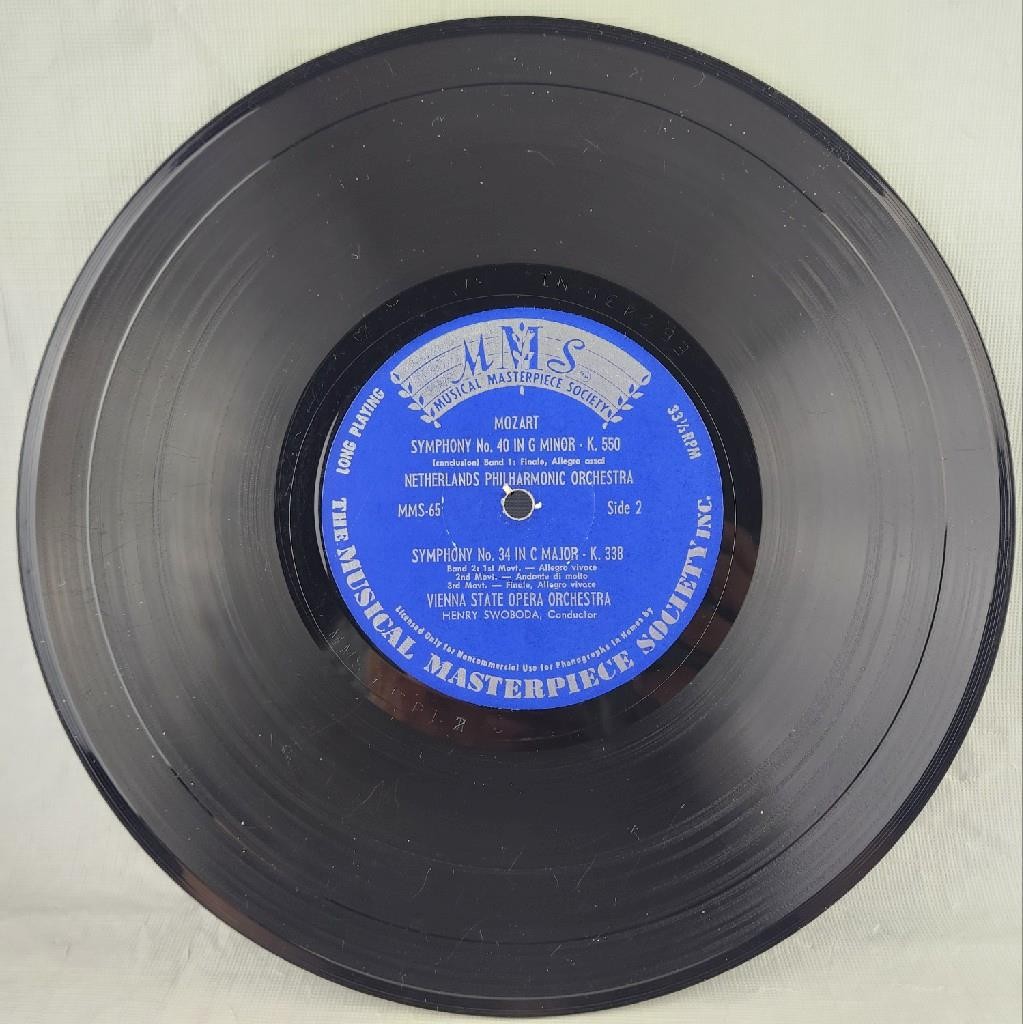 MMS-65 Mozart Symphony No. 40 G Minor K.550 & 34 C Major K.338 10″ Vinyl LP