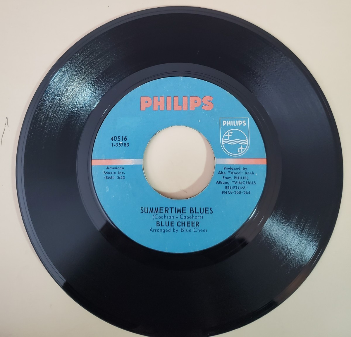 Blue Cheer SUMMERTIME BLUES (GARAGE ROCK 45/PS) #40516 PLAYS VG++