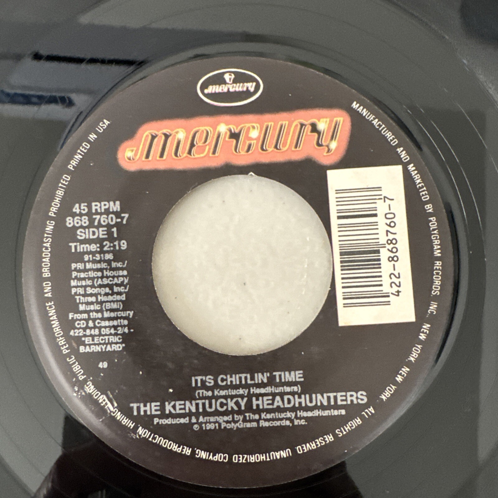 Kentucky Headhunters It’s Chitlin’ Time/Dumas Walker 45rpm 7″ Tested EX