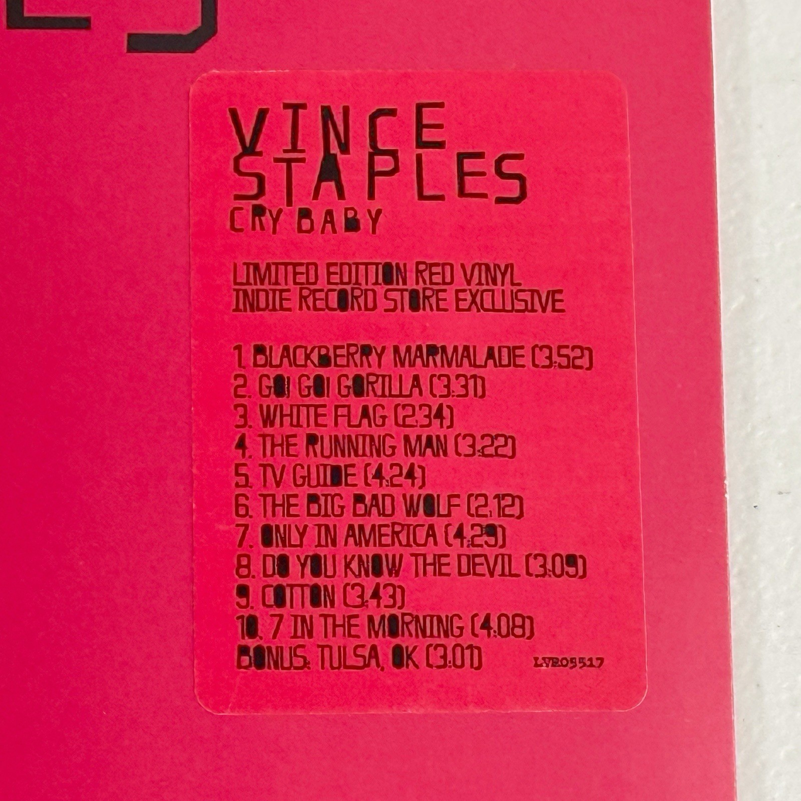 Vince Staples – Cry Baby Red Colored Vinyl NEW