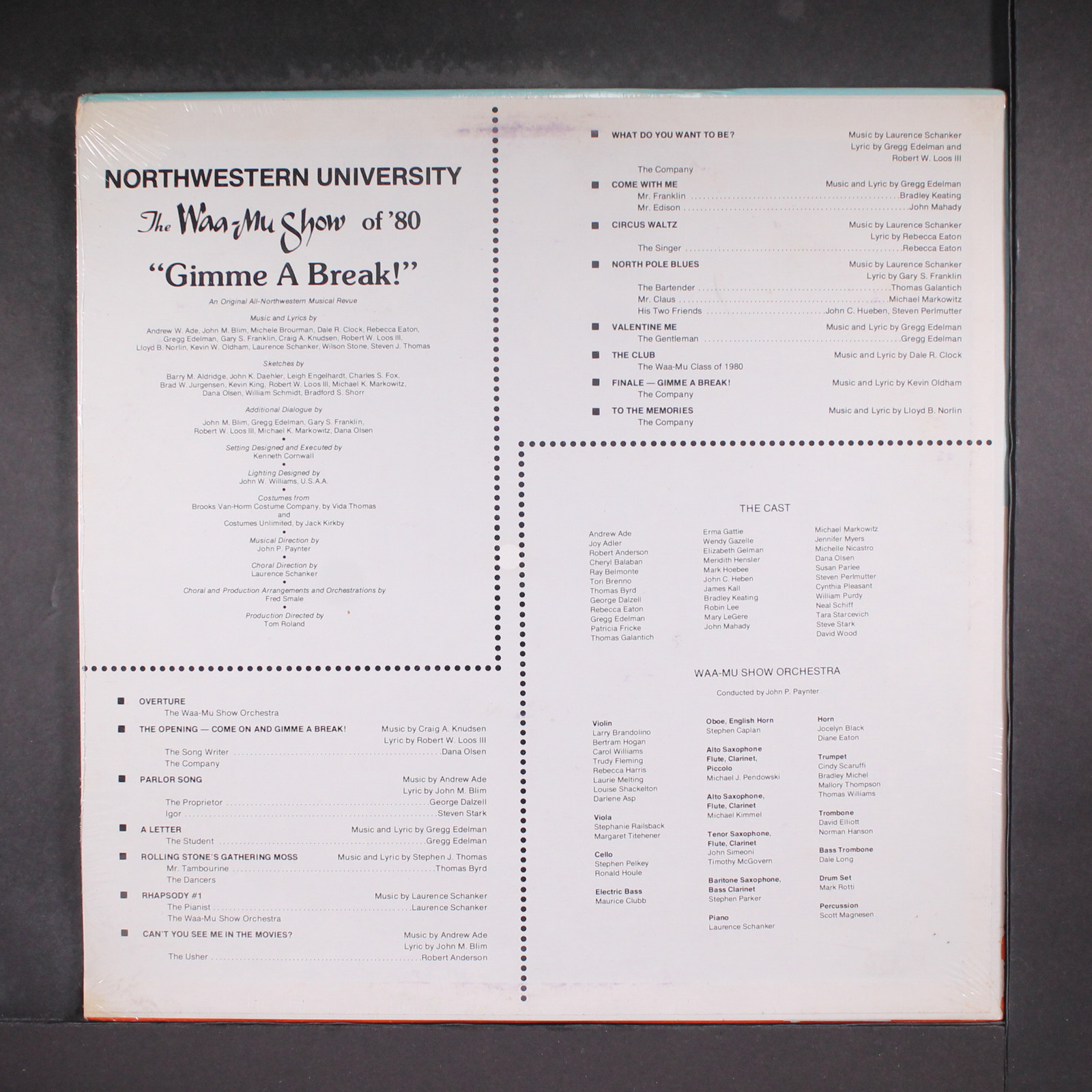 ORIGINAL CAST: waa mu show of 1980 gimme a break NO LABEL 12″ LP 33 RPM Sealed