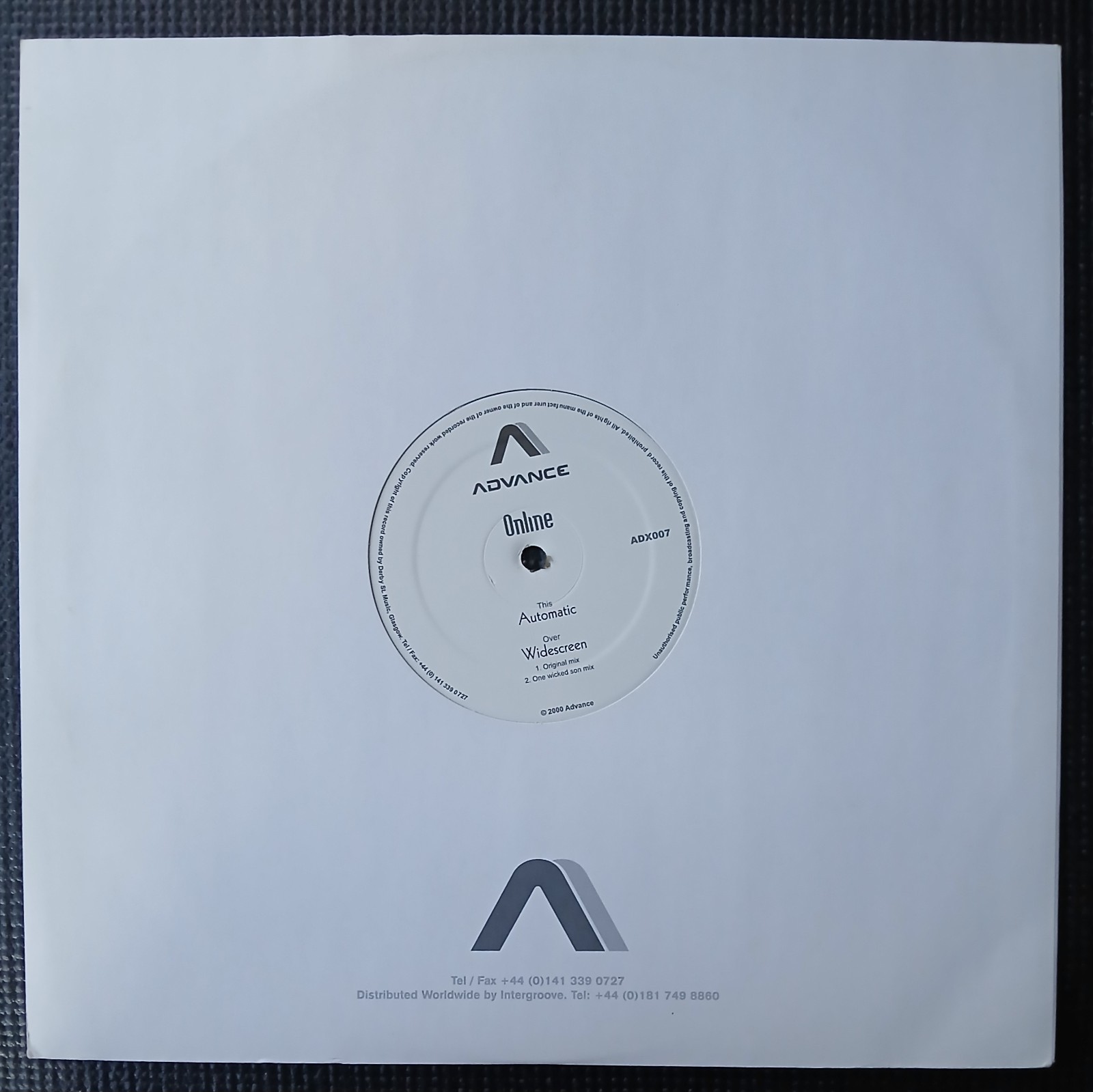 Vinyl Record – Online ‎– Widescreen / Automatic Progressive House 12 ” UK 2000