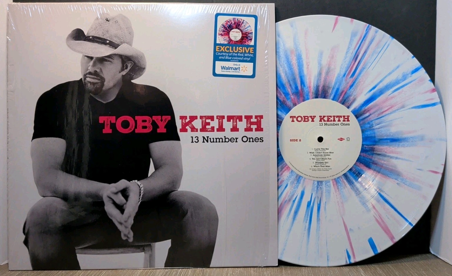 Toby Keith 13 Number Ones LP 602468069058 Vinyl 2024 Red White Blue Splatter NM
