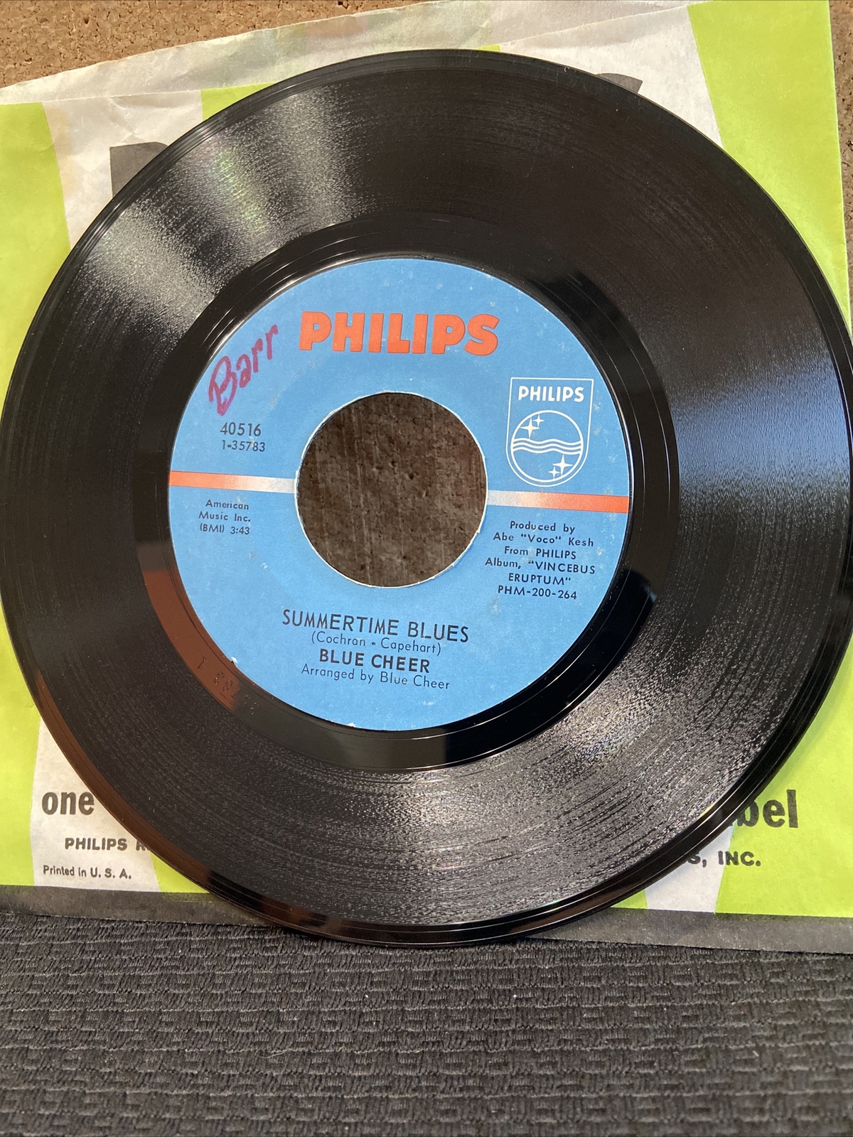 Blue Cheer,Philips 40516,”Summertime Blues”,US,7″ 45, garage rock classic 1968