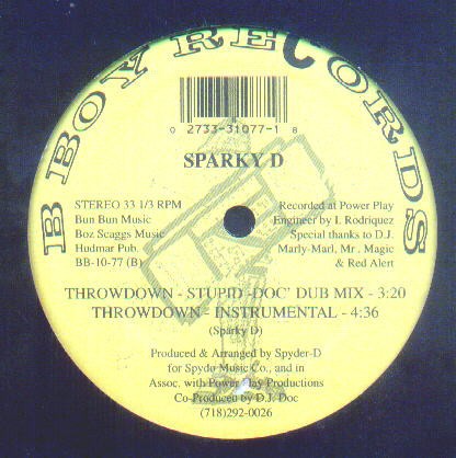 Sparky D – Throwdown – Used Vinyl Record 12 – G5628z