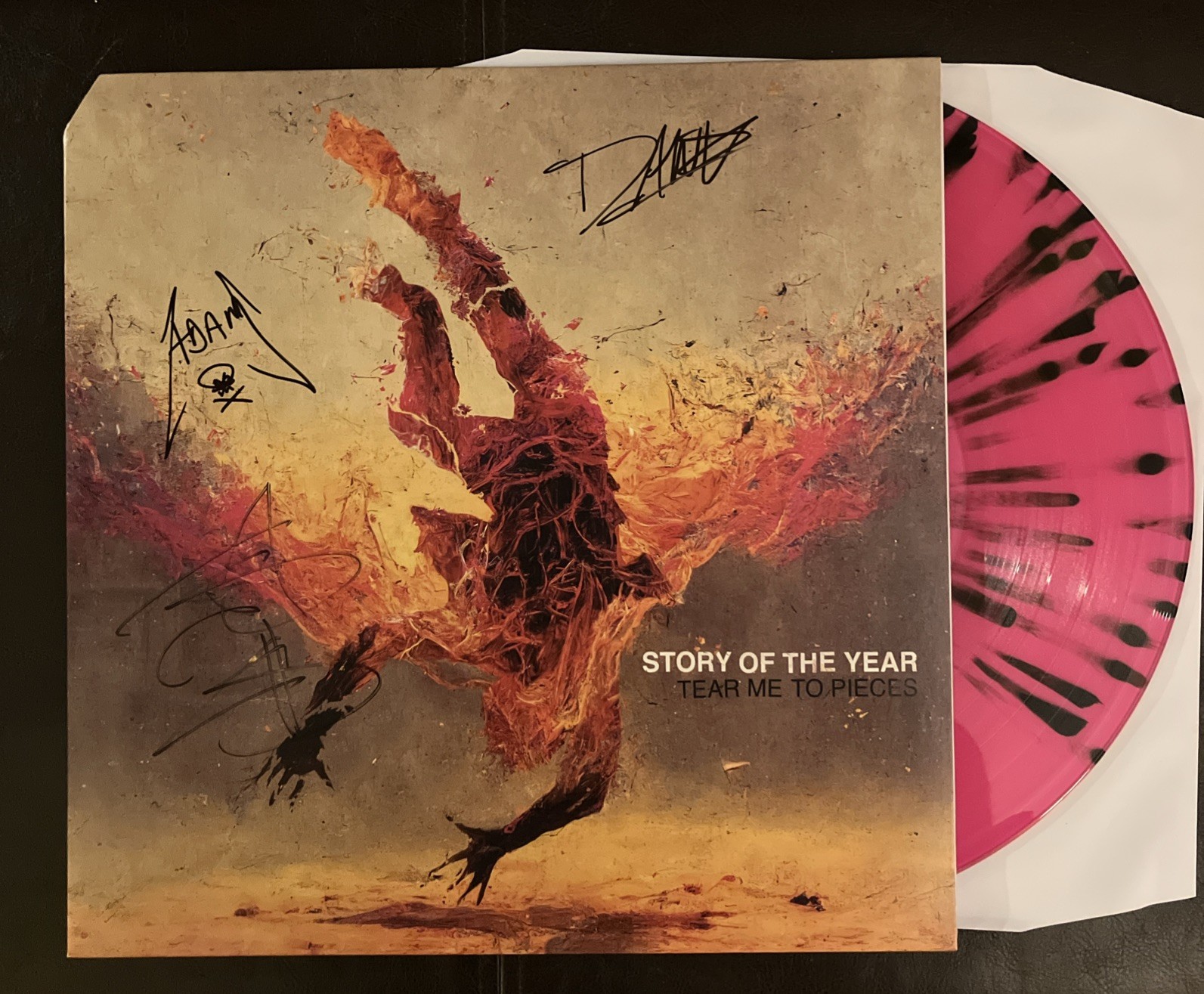 Story Of The Year SIGNED Tear Me To Pieces Magenta Black Splatter Vinyl RARE