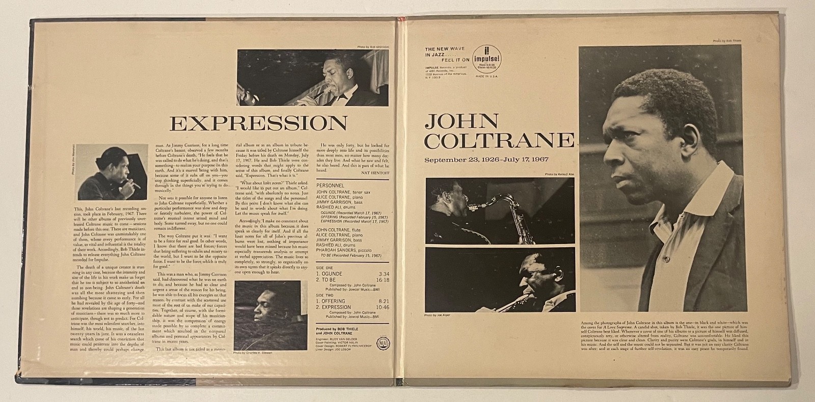 JOHN COLTRANE Expression 1967 Impulse Stereo AS-9120 Lp looks & plays EX+