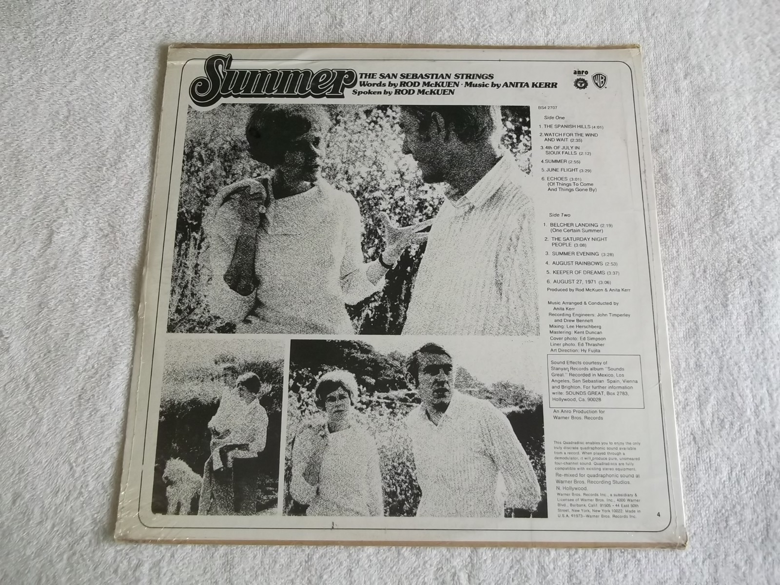 SAN SEBASTIAN STRINGS – Summer – LP WARNER Quadradisc SEALED – 1973 ROD McKUEN