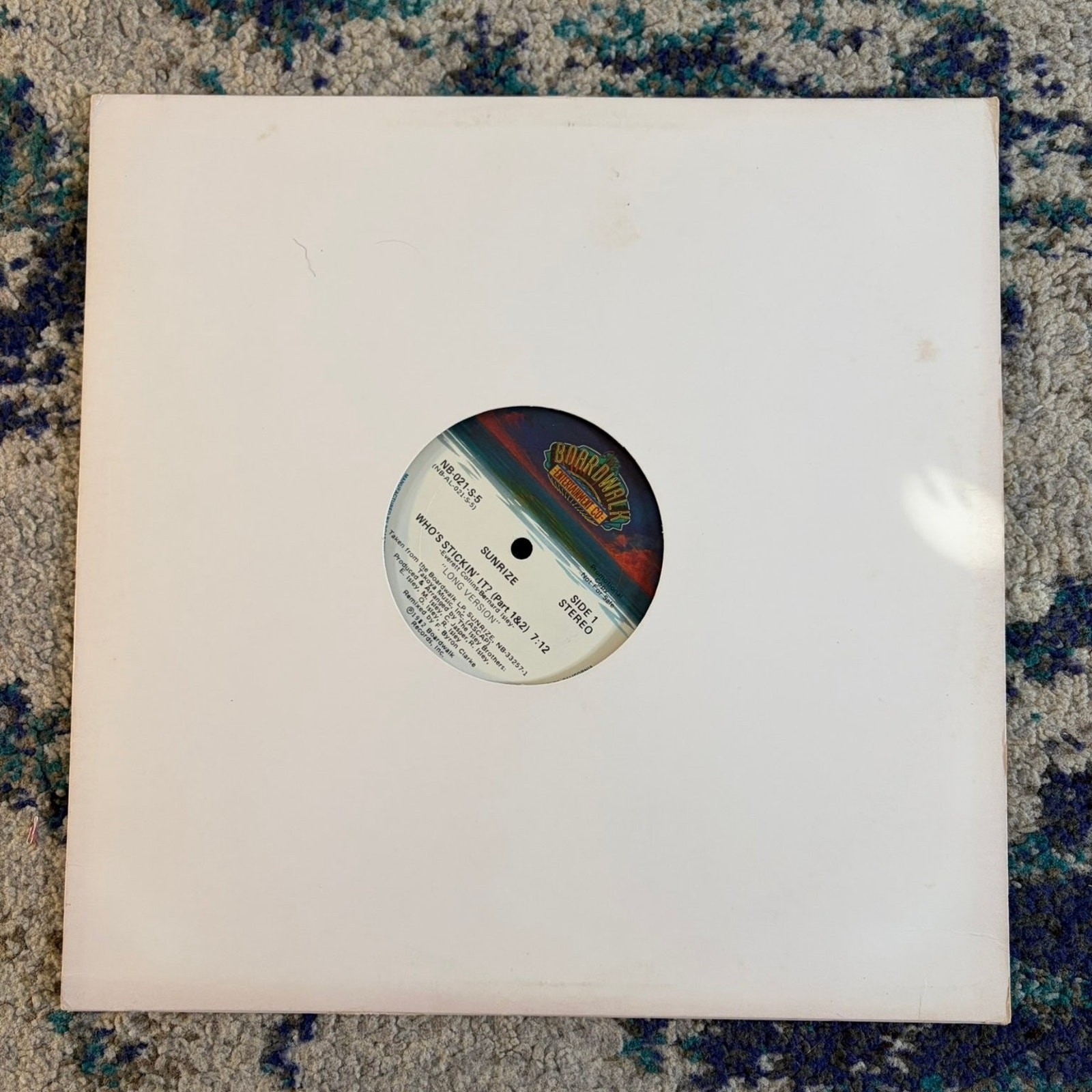 Sunrize – Who’s Stickin’ It? 12″ Record 1982 Promo Boardwalk Funk Soul Stereo