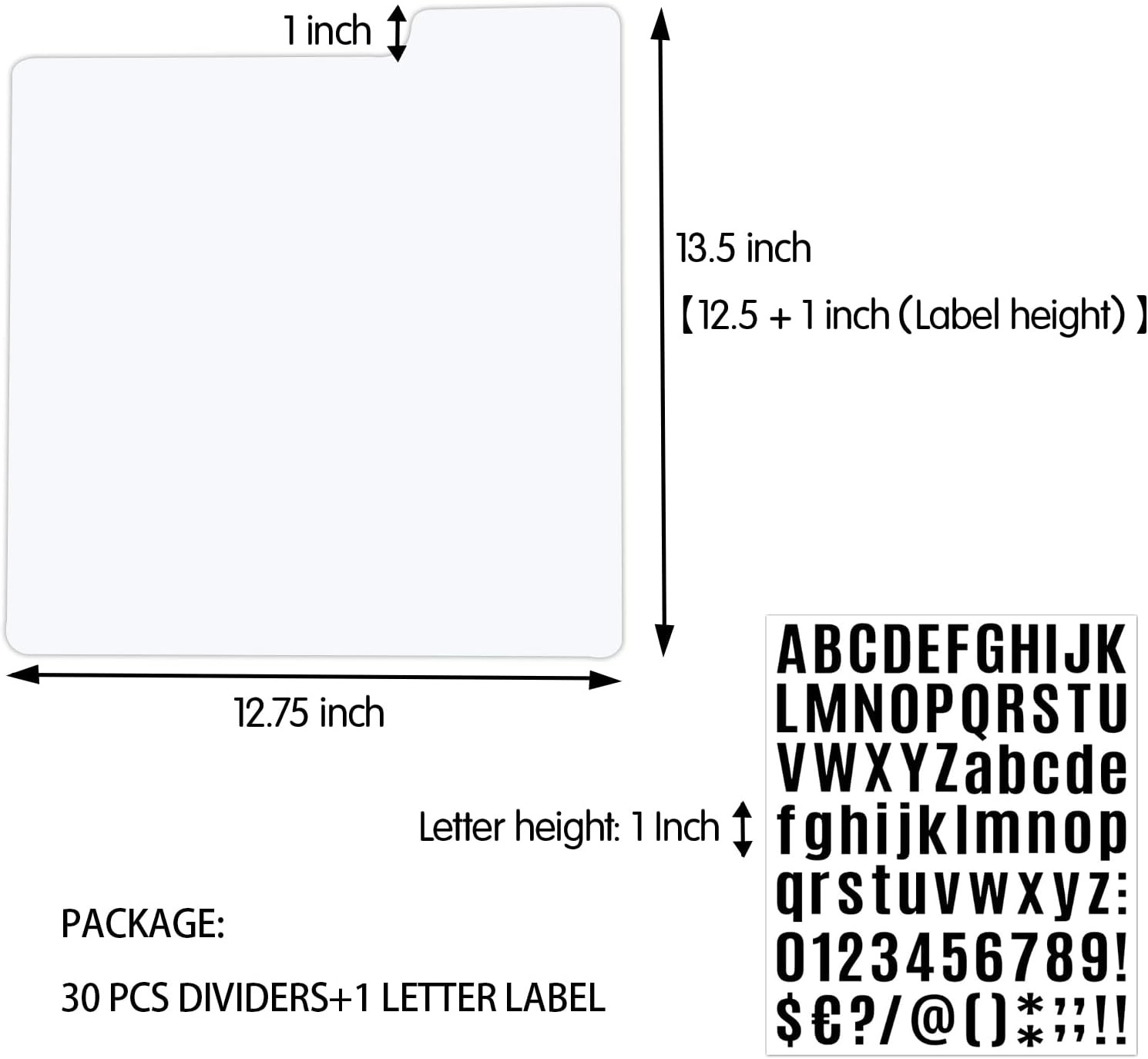 12 Inches LP Divider with Alphabet Labels, 12″ 33 RPM Record Divider, Vinyl R…