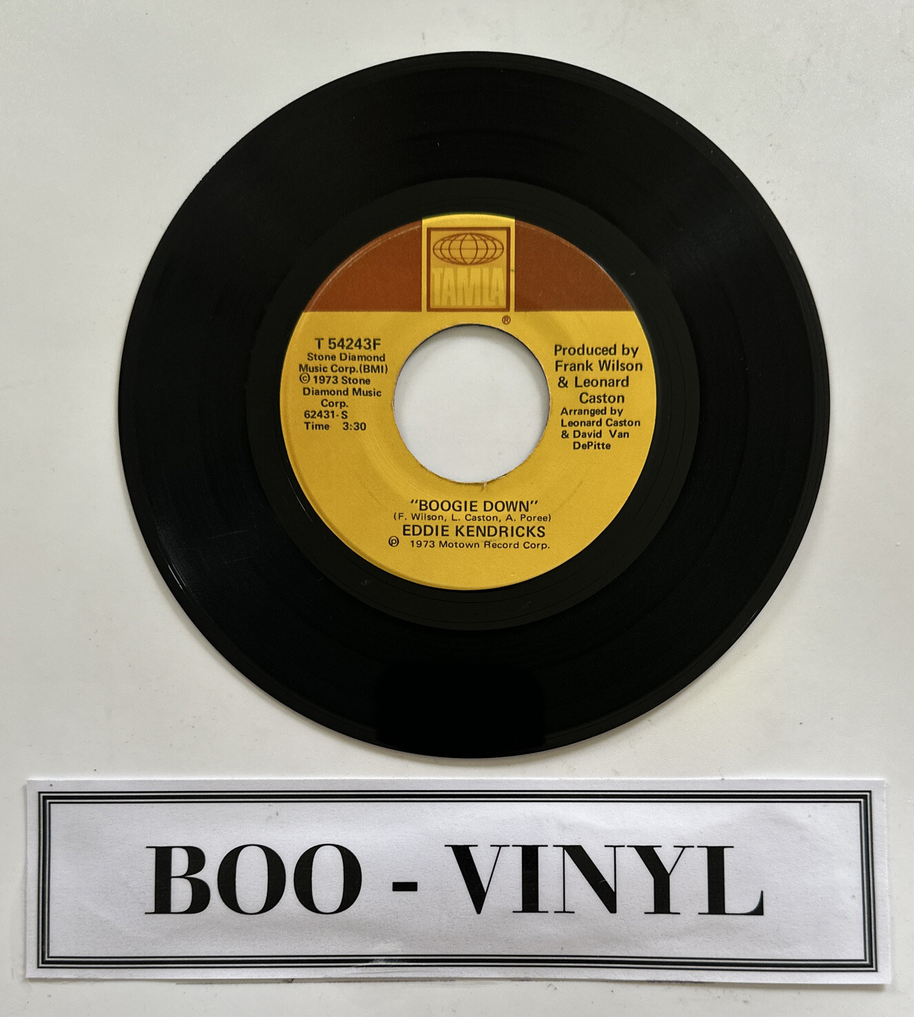 Eddie Kendricks ~ Boogie Down 7″ vinyl USA Tamla 1973 T54243F VG+ Condition