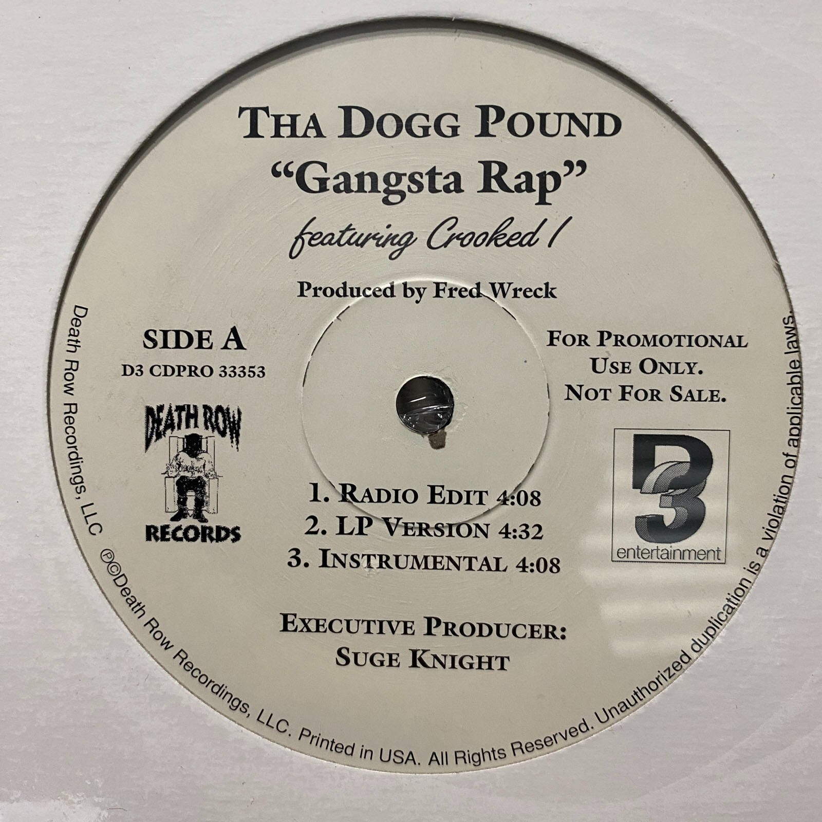 THA DOGG POUND – GANGSTA RAP / JUST DOGGIN (12″) 2001!! RARE!! DR. DRE + DAZ