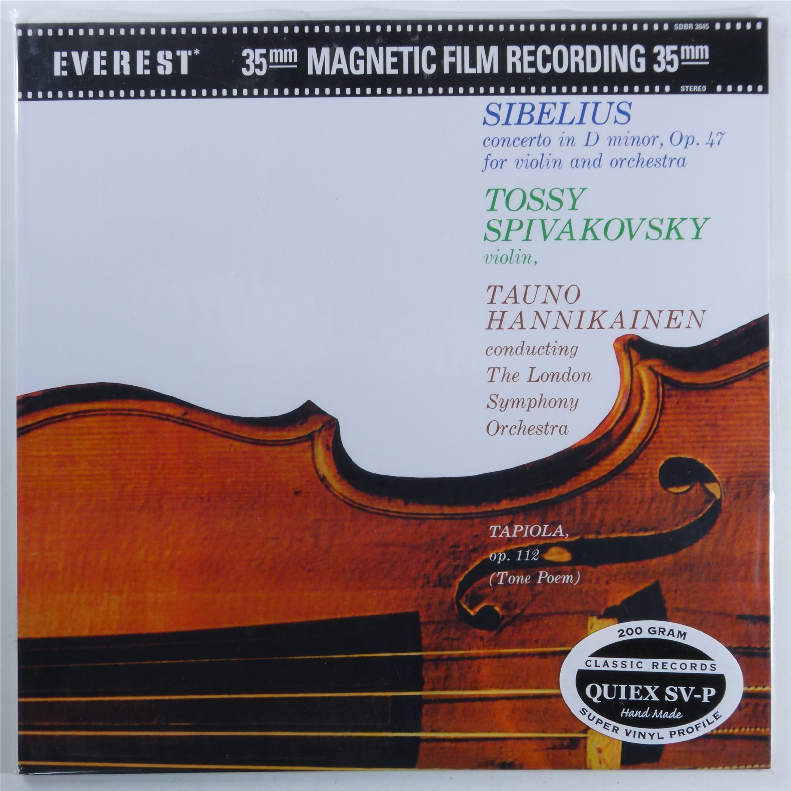 SIBELIUS Concerto For Violin SPIVAKOVSKY / HANNIKAINEN – EVEREST LP NM 200g B613