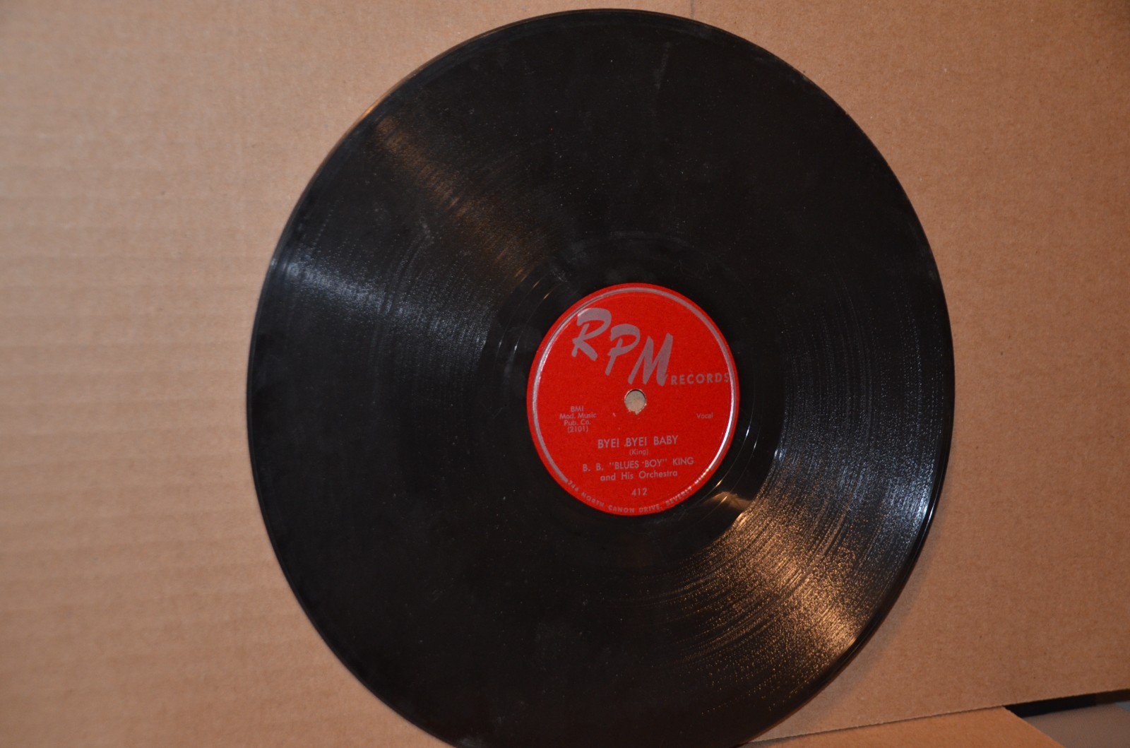 B.B. (BLUS BOY) KING: BYE BYE BABY; 1954 RPM 412 VG++ BLUES 78 RPM