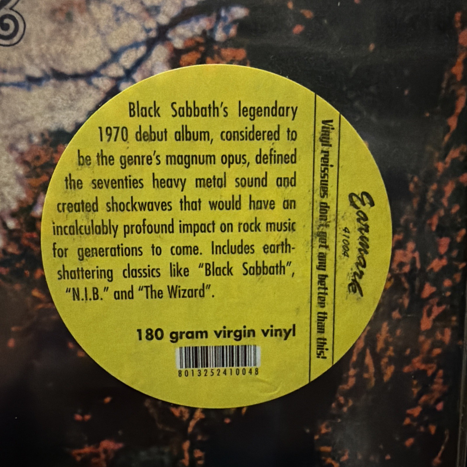 Black Sabbath Self Titled 2003 Reissue Italy Earmark Records 180g Vinyl