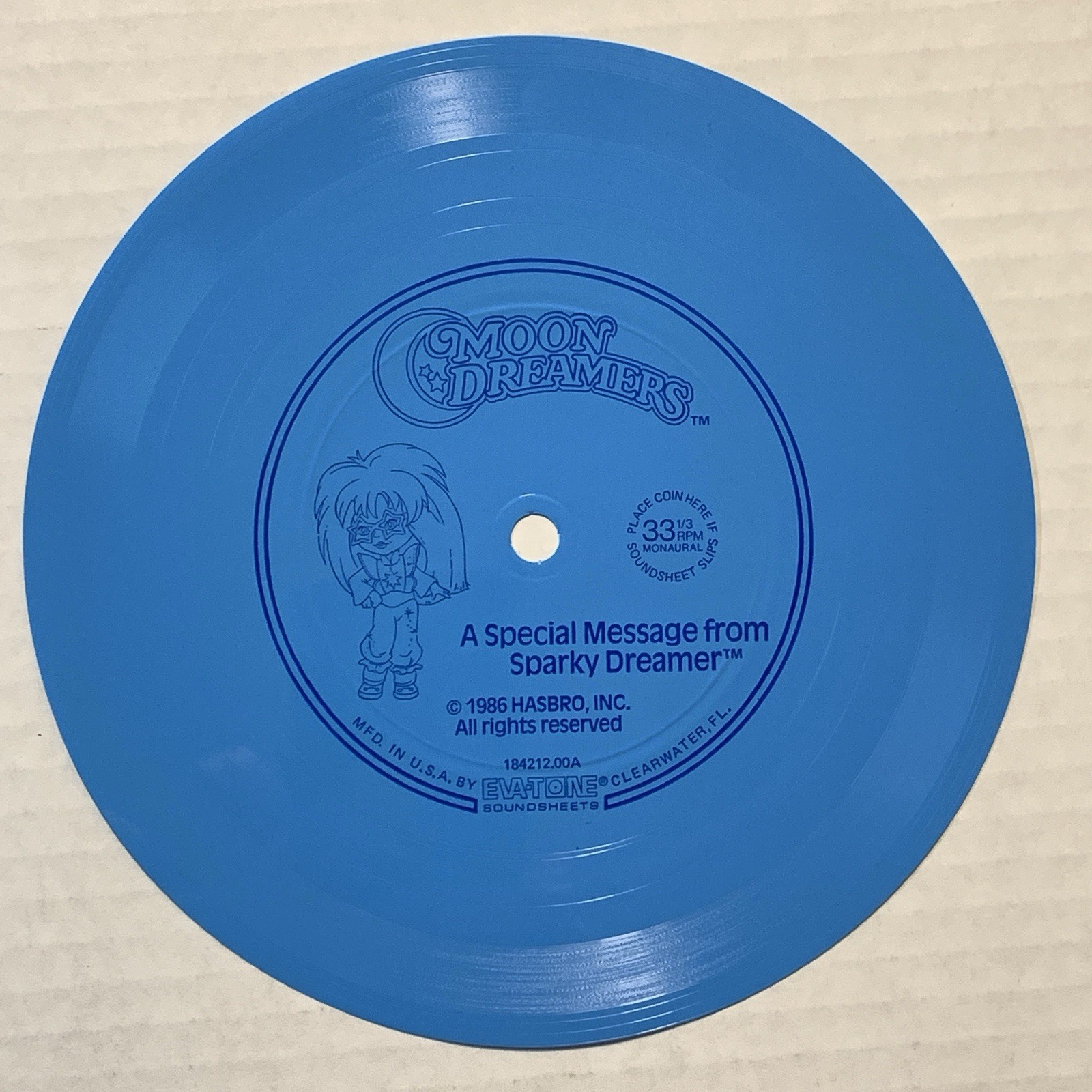 Moon Dreamers A Special Message From Sparky Dreamer 1986 Flexi 6″ Record Hasbro