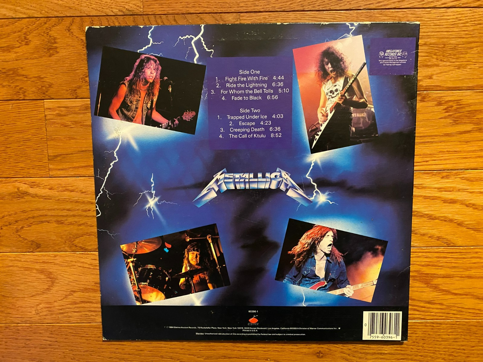 Metallica – Ride the Lightning LP Elektra 1984 Pressing w/ Inner Masterdisk