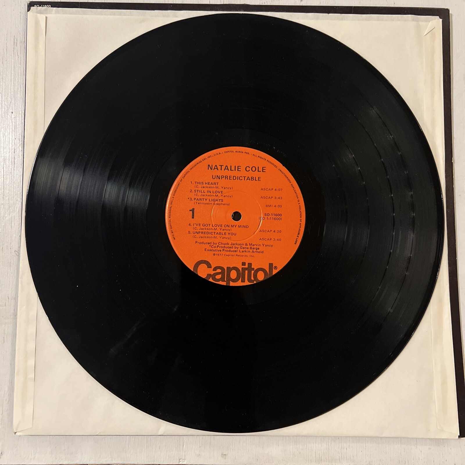 Natalie Cole Unpredictable LP 1977 Capitol Records SO-11600 VG+/VG+