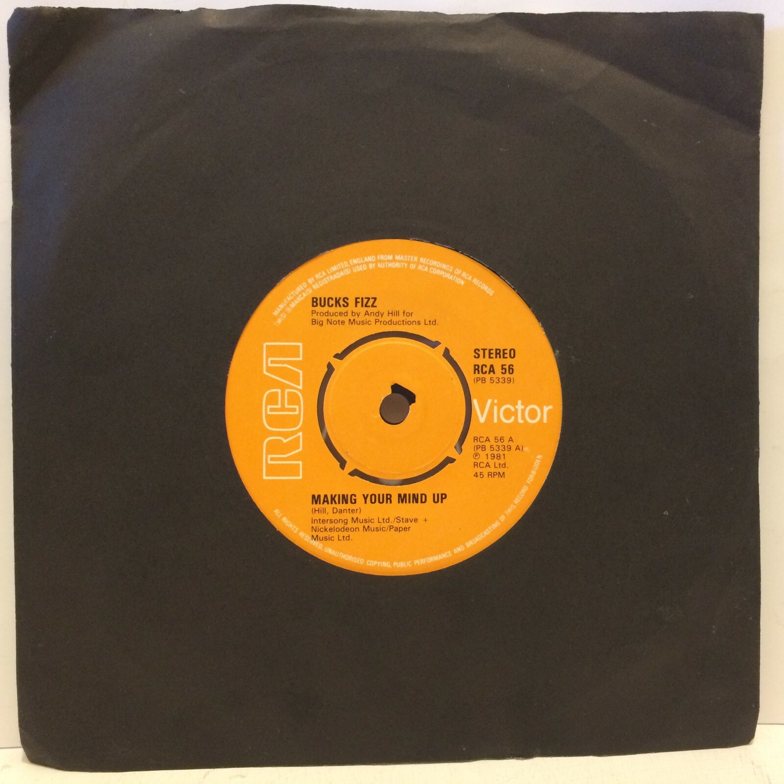 BUCKS FIZZ – Making Your Mind Up (RCA 56, 1981) 7″ vinyl record