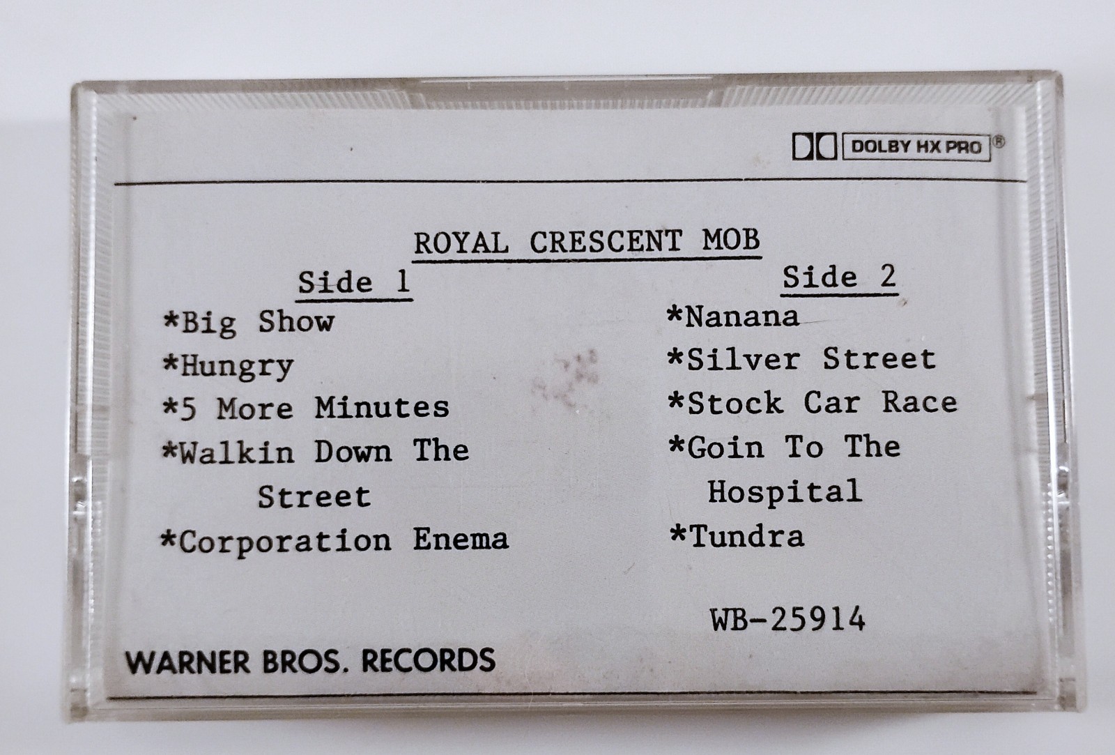 Royal Crescent Mob Spin The World WB-25914 Promo Cassette Tape Playtested