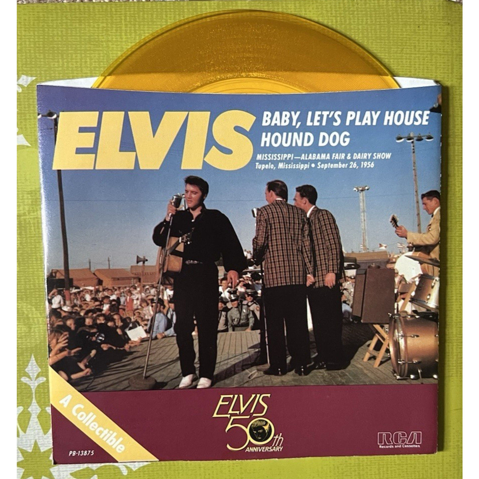 Elvis Presley – Baby, Let’s Play House/Hound Dog 50th Ann 7″ 45 Yellow 4 pc