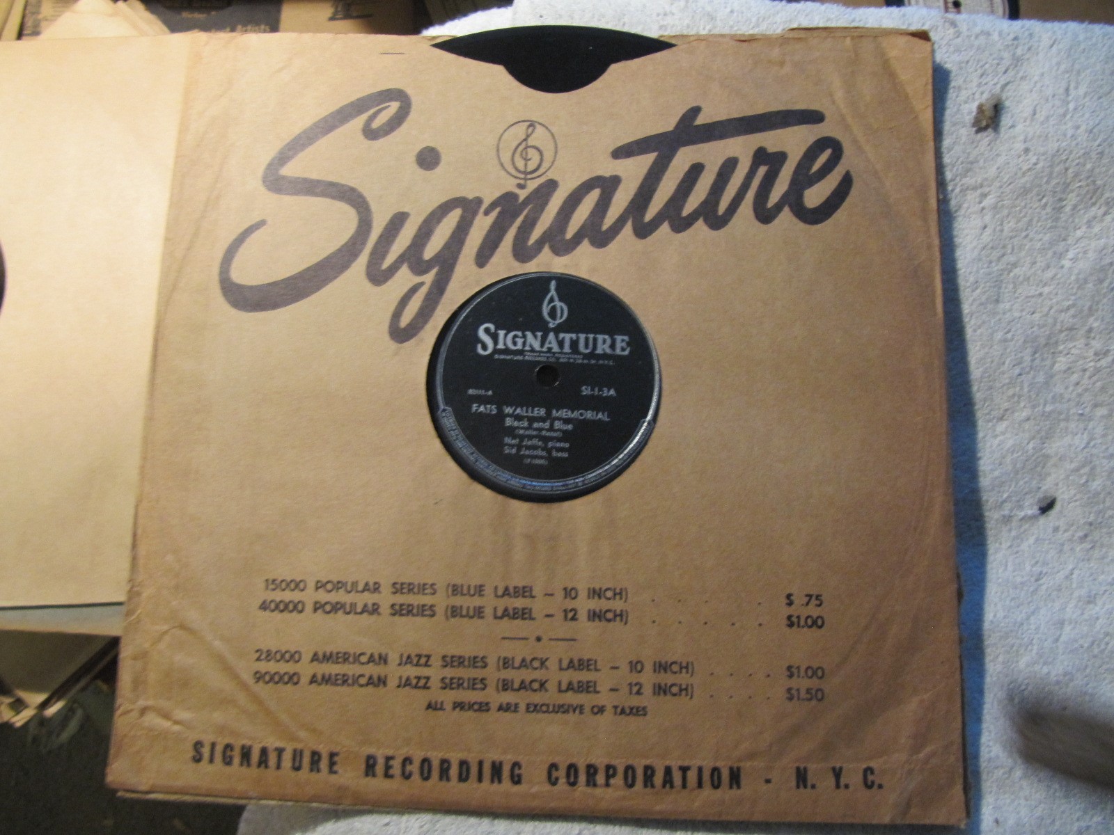 1944 FATS WALLER MEMORIAL Nat Jaffe Piano Sid Jacobs Bass Zonky BLACK Signature