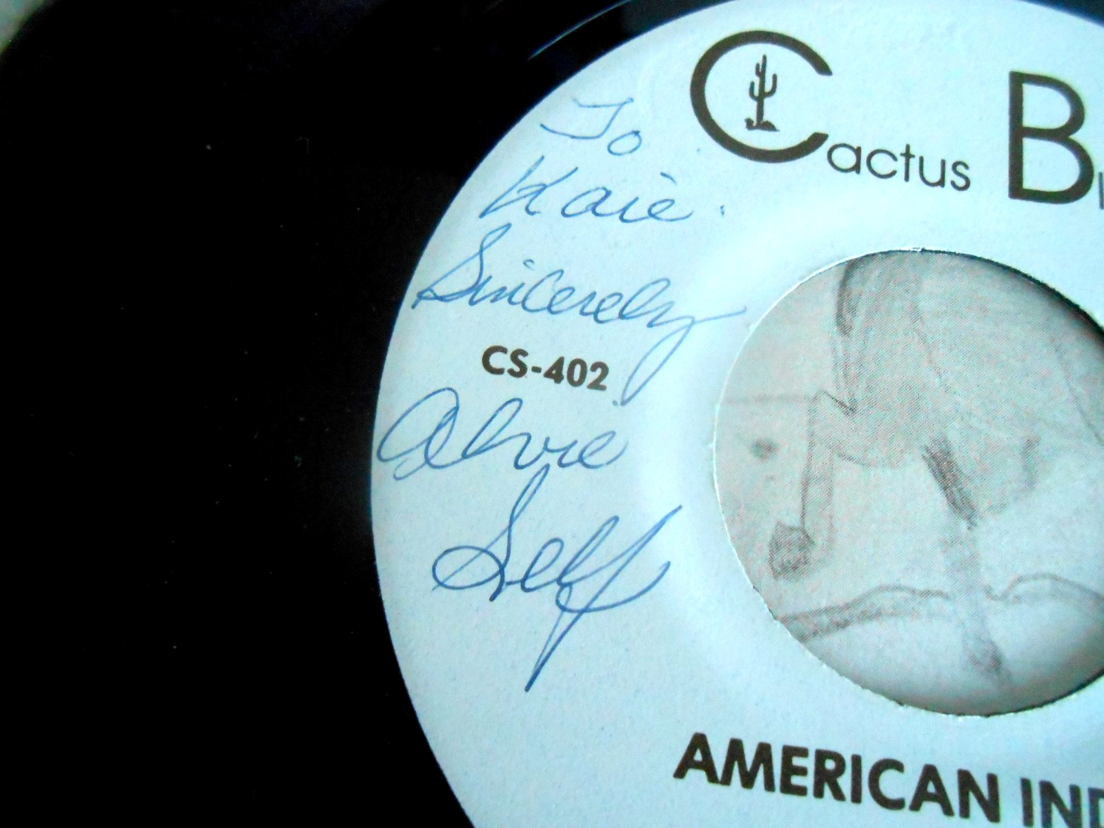 ALVIE SELF American Indian 45 NM w/PS ultra rare private country SIGNED??