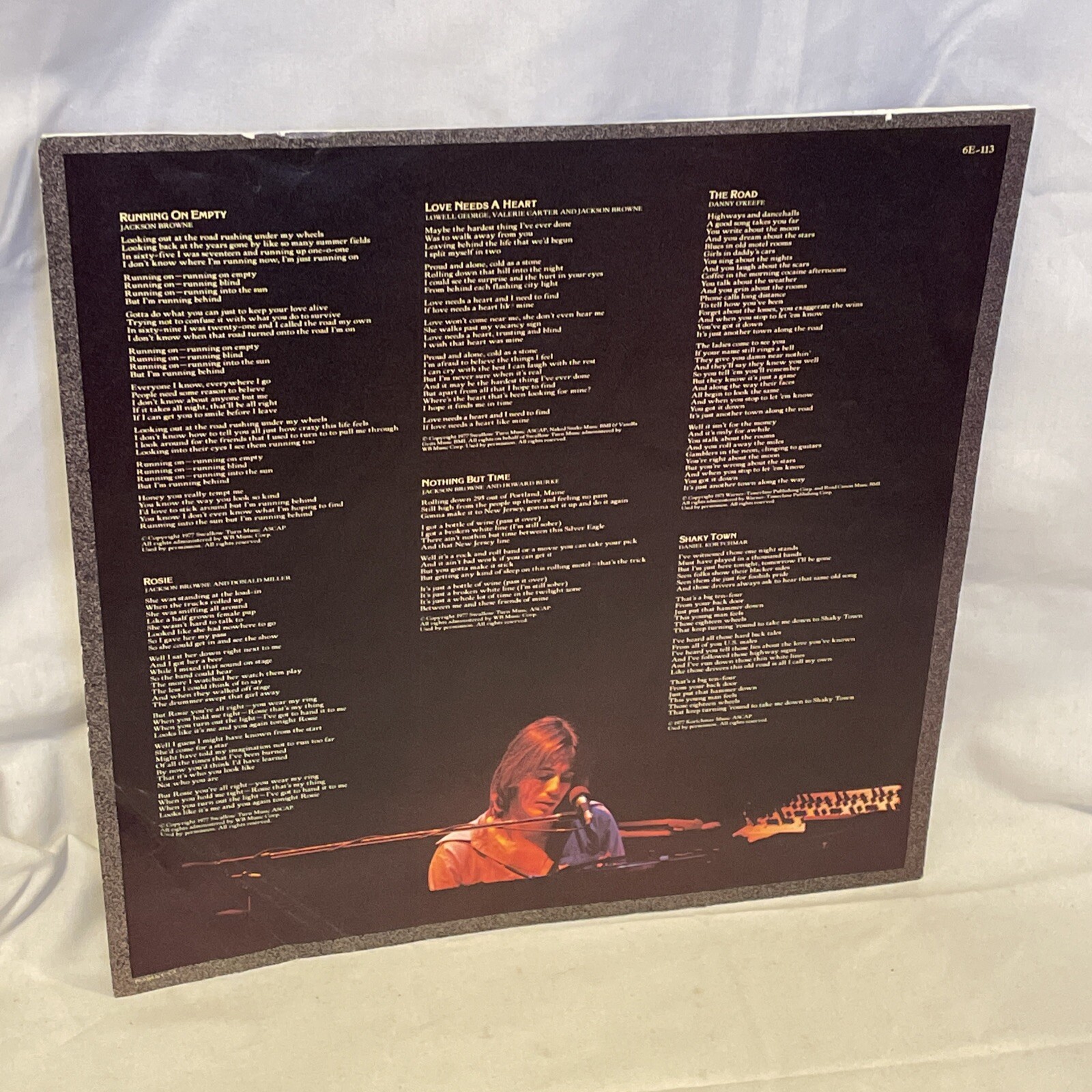 Jackson Browne Running On Empty (Vinyl, 1977) Asylum Records 6E-113 VG+ LP