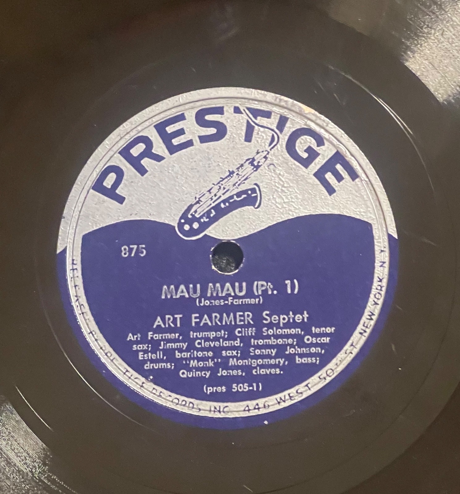 78 ART FARMER Septet Quincy Jones 1954 MAU MAU pt 1 & 2 Prestige 875 V++ HEAR