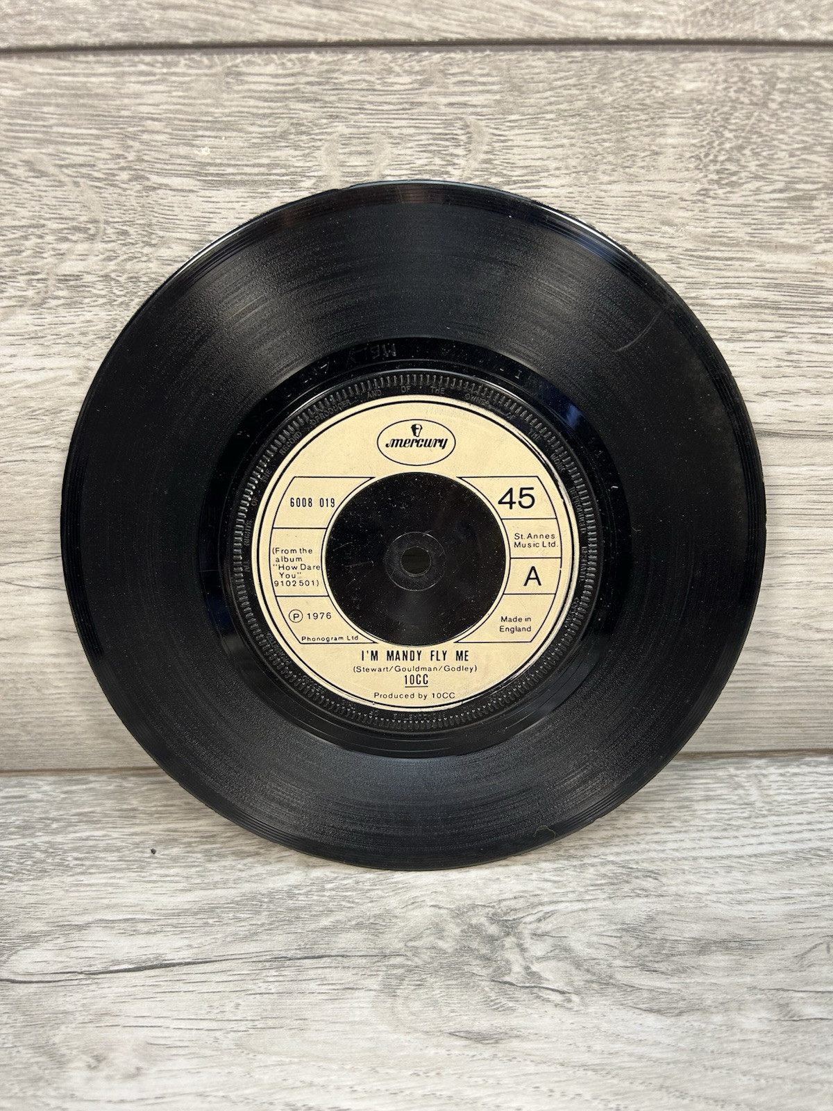 10CC I’M MANDY FLY ME 2 Track 7″ Single Plain Paper Sleeve MERCURY RECORDS