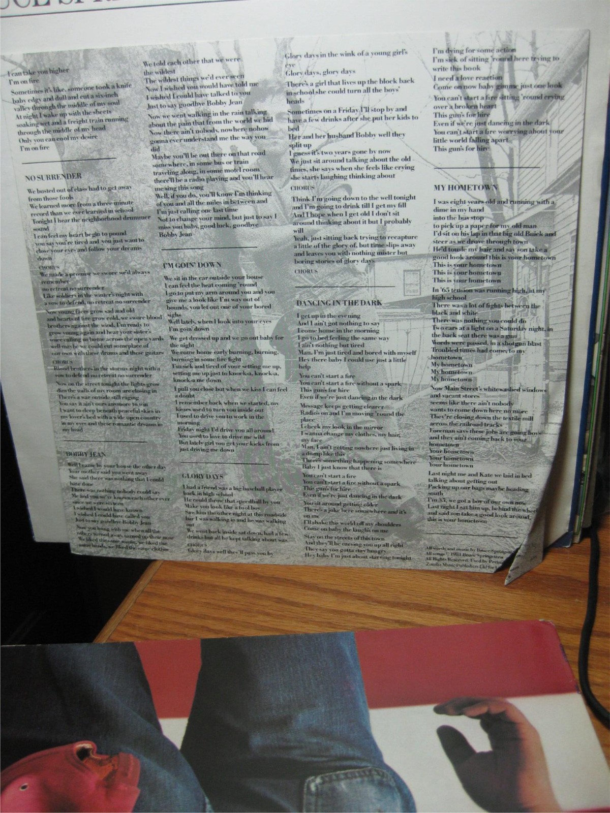 Born in the U.S.A Bruce Springsteen Made ENGLAND blue photo lyrics inner sleeve+
